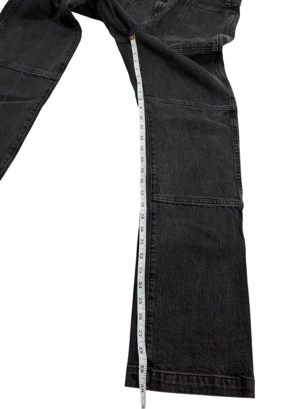 Madewell 90s Straight patch pocket Cargo Jeans washed Black Denim Size 27 - Picture 11 of 11